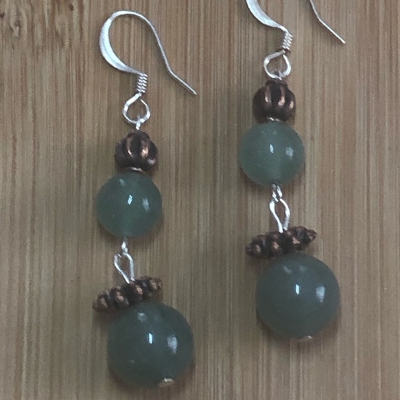Fancy Green Jasper & Copper Earrings - Picture 1 of 8
